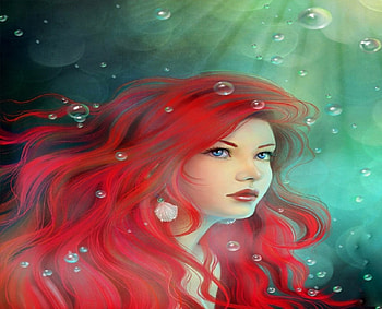 ..Redhead Mermaid.., colorful, mermaid, attractions in dreams, colors, weird things people wear, girl, paintings, digital art, creative pre-made, love four seasons, abstract, red, drawings, draw and paint, redhead, female HD wallpaper