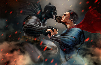 Batman Superman Fight, batman, superman, superheroes, artwork, digital-art HD wallpaper