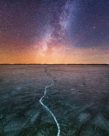 Nature, Ice, Night, Lake, Starry Sky HD phone wallpaper