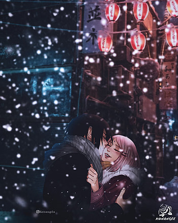 Sakura and Sasuke, boruto next generation, sasuke uchiha, uchiha, uchiha family, winter, naruto shippuden, naruto christmas, naruto love, anime winter, snow, sasuke and sakura, sarada uchiha, uchihas, haruno, naruto couple, sakura haruno HD phone wallpaper