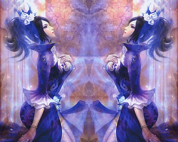 Fantasy girl, blue, fantasy, woman, collage HD wallpaper