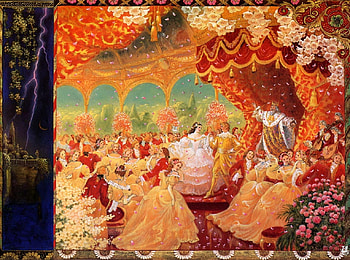 The twelve dancing princesses, fantasy, art, painting, pictura, ball, girl, orange, illustration, kinuko y craft HD wallpaper