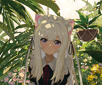 Quad Maid Anime Girl — Sunlit Garden, maid, Anime, girl, anime girl HD wallpaper