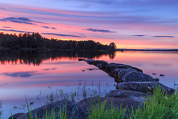 Nature, Trees, Sunset, Stones, Lake, Reflection HD wallpaper