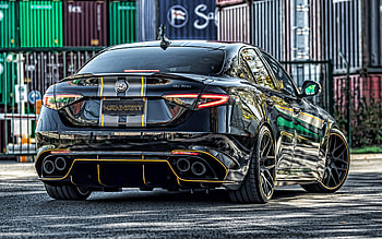 2021, Manhart QV600, , Alfa Romeo Giulia, rear view, exterior, black sedan, black Giulia, tuning Giulia, Manhart, Italian cars, Alfa Romeo HD wallpaper