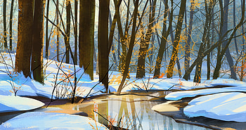 Rivers, Art, Snow, Spring HD wallpaper