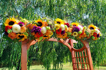 Awesome gate, colors, leaves, flowers, green HD wallpaper
