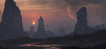 Fantasy, Sunset, Art, City, Futurism HD wallpaper