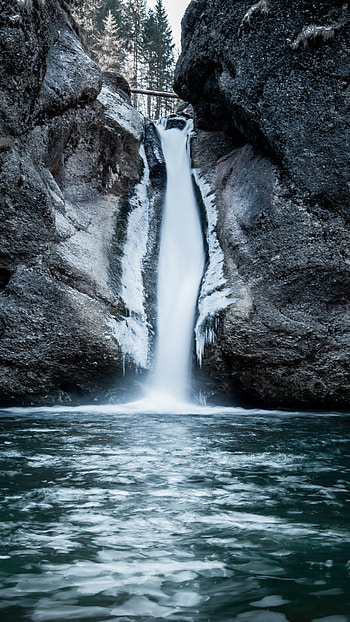 Nature, Water, Ice, Rock, Waterfall, Break, Precipice HD phone wallpaper