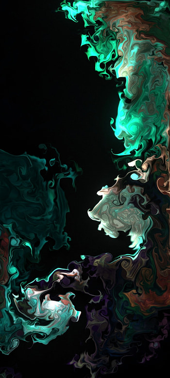 Green brown blue fluid, electric blue, black HD phone wallpaper