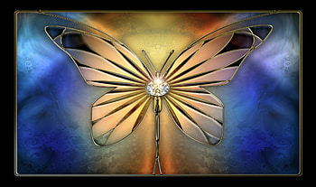 the butterfly, blue, abstract, butterfly, pearl, gold HD wallpaper