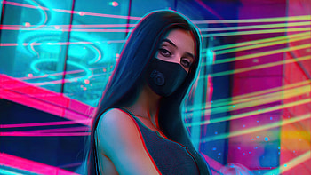 Mask Girl Black Hair , mask, artist, artwork, digital-art HD wallpaper