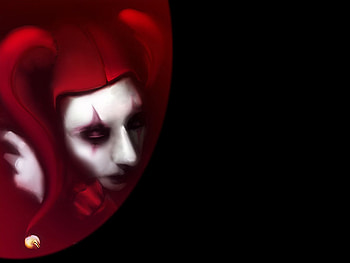 Jester, white, fantasy, red HD wallpaper