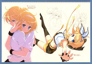 Rin&Len, black, short, rin, vocaloid, shirt, background, vocaloids, calendar, from, straight, white, strange, len, kagamine, yellow, details, hair HD wallpaper