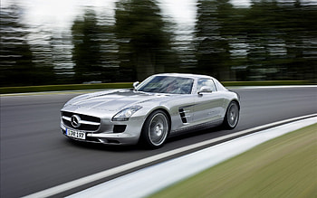 Mersedes, Cars, Road, Grey, Speed, Mercedes-Benz, Blurred, Fuzzy, Sls HD wallpaper