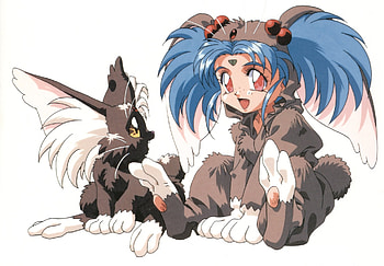 Sasami and Ryo-Ohki, Sasami, Fluffy Ears, Anime Girl, Red Eyes, Yellow Eyes, Friends, Anime, Tenchi Muyo, Sasami Masaki Jurai, Smile, Ryo Ohki, Cosplay, Cabbit, Masaki, Jurai, Big Eyes HD wallpaper