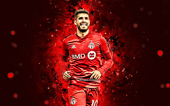 Alejandro Pozuelo, , MLS, Toronto FC, spanish footballers, red neon lights, soccer, football, Alejandro Pozuelo Melero, neon lights, Alejandro Pozuelo , Alejandro Pozuelo Toronto FC HD wallpaper