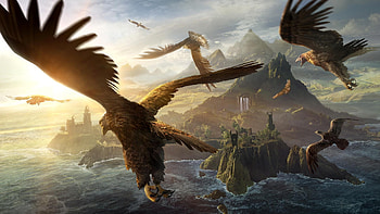 Middle-earth™: Shadow of War™ (2017) - Official Steam Trading Card, mountain, sunrise, island, eagle, The Lord Of The Rings HD wallpaper