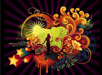 Retro Circus, sunshine, ringmaster, circles, swirls, stars HD wallpaper