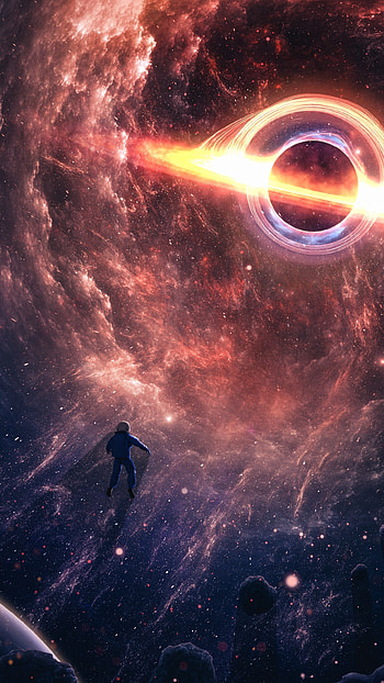 Astronaut's cosmic view, Black hole universe, Deep space exploration, Celestial wonders HD phone wallpaper