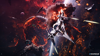 Trident, Sci Fi, spaceship, space, explosion, galaxy HD wallpaper