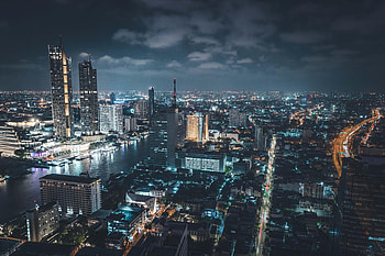 Cities, Architecture, Building, Lights, View From Above, Night City, Bangkok HD wallpaper
