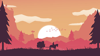 A Journey 10k, horse, sunrise, artist, artwork, digital-art, minimalism, minimalist, deviantart HD wallpaper