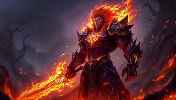Fiery Warrior: Ultra, warrior, fantasy, fire, armor, sword, fantasy warrior HD wallpaper