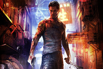 Sleeping Dogs, games, tattoo, weapons, jeans, singlet, video games, gun, knife, male HD wallpaper