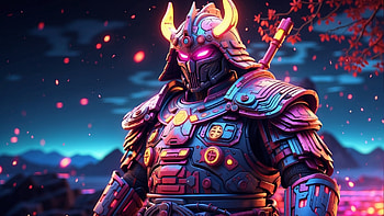 Modern Samurai, samurai, neon, warrior, Japan HD wallpaper