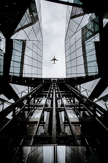 Cities, Architecture, Flight, Plane, Airplane, Bottom View HD phone wallpaper