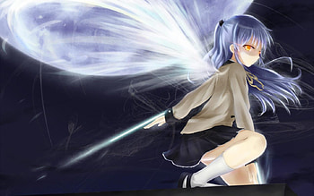 Angel Beats, awesome, cute, angel, long hair, beauty, badass, moon, stunning, sexy, art, sword, hot, beautiful, anime girl, pretty, cool, weapon HD wallpaper