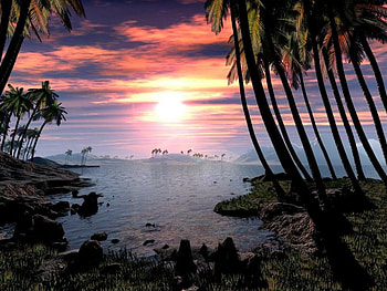 paradise view in 3d, sky, forests, nature, scenic HD wallpaper
