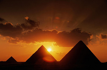 Sunset, piramids HD wallpaper