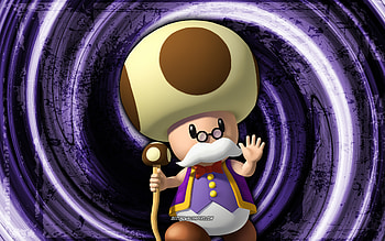 Toadsworth, violet grunge background, vortex, Super Mario, cartoon wizard, Super Mario characters, Super Mario Bros, Toadsworth Super Mario HD wallpaper