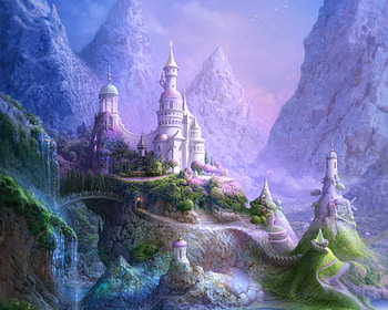 Summer residence, blue, cornacchia-art, art, cornacchia art, cornacchiaart, summer, purple, residence, fantasy, green, luminos, castle HD wallpaper