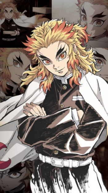 Kyojuro Rengoku, art, long hair HD phone wallpaper