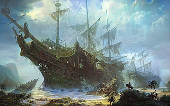 Ghost Ship, ship, ghost, fantasy, awesome HD wallpaper