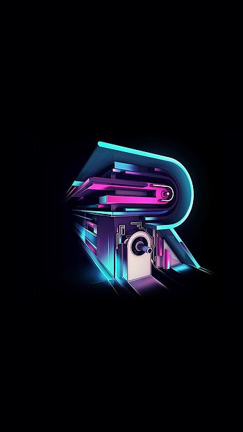 R Letter, Neon Color, black background HD phone wallpaper