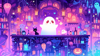 Halloween - Ghost, ghost, cute, aesthetic anime, AI Art, halloween, cute halloween HD wallpaper