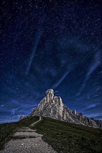 Nature, Night, Rock, Mountain, Starry Sky, Path HD phone wallpaper
