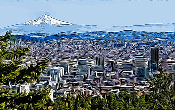 Portland, , vector art, Portland drawing, creative art, Portland art, vector drawing, Portland cityscape, Portland panorama, Portland skyline, Oregon, USA HD wallpaper