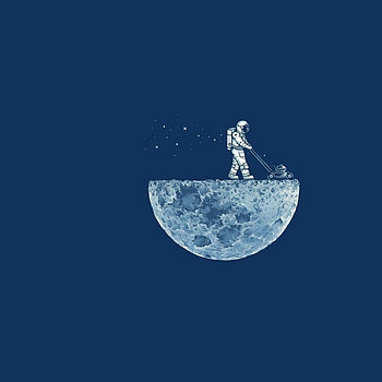 Astronaut Mowing the Moon iPad HD phone wallpaper