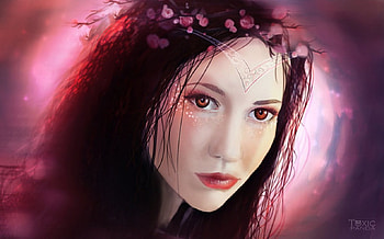 Dana, pink, digital art, fantasy HD wallpaper