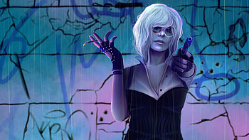 Atomic Blonde Smoke And Shoot, atomic-blonde, movies, artist, artwork, digital-art HD wallpaper