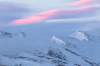 Landscape, Nature, Mountains, Twilight, Snow, Dusk, Snow Covered, Snowbound HD wallpaper