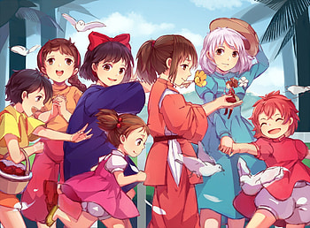 Studio Ghibli, Spirited Away, My Neighbor Totoro, Ponyo HD wallpaper