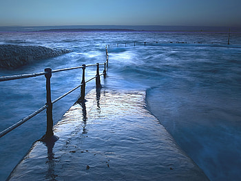 Nature, Water, Sea, Pier, Railings, Handrail, Flood HD wallpaper