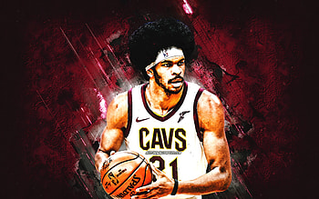 Jarrett Allen, Cleveland Cavaliers, American basketball player, burgundy stone background, grunge art, NBA, basketball, USA HD wallpaper