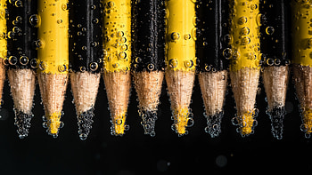 Yellow-back pencils, underwater, bubbles HD wallpaper